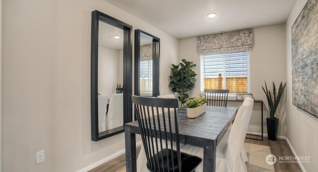 dining room with hardwood / wood-style flooring