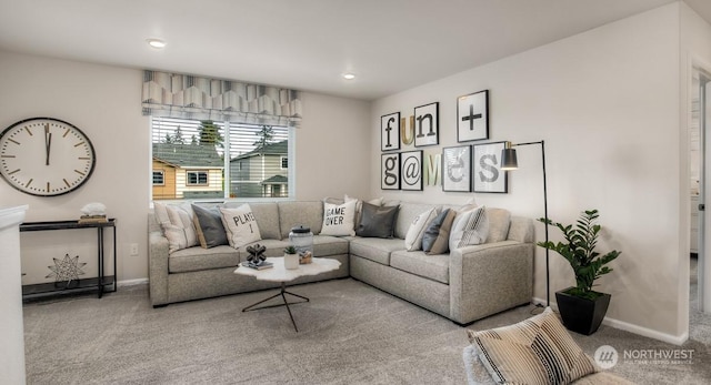 living room with carpet flooring