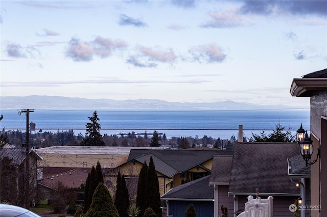 view of water feature with a mountain view