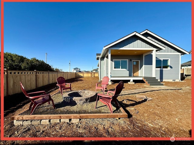 exterior space featuring a fire pit