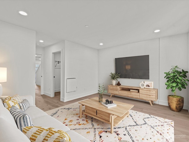 living room featuring light hardwood / wood-style floors