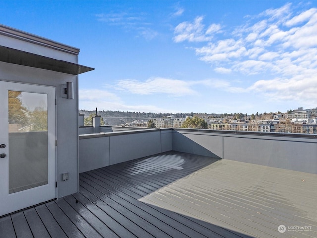 deck featuring a city view