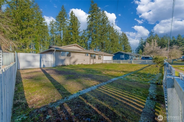 view of yard featuring a fenced backyard