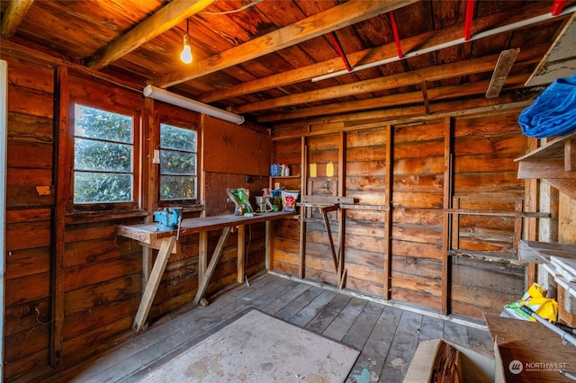 2804 M Ave, Anacortes, WA 98221 - interior space with wood ceiling, beam ceiling, and light hardwood / wood-style flooring