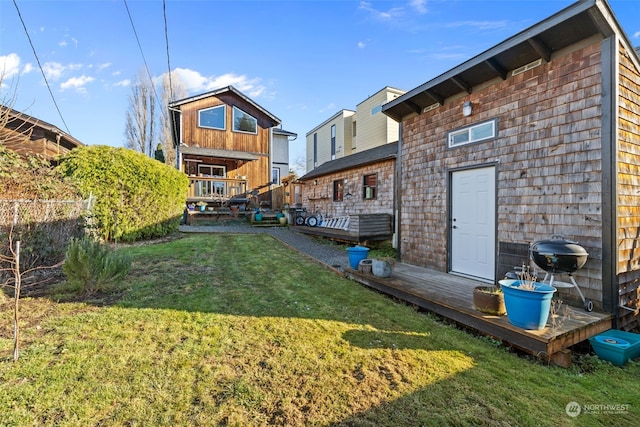 view of yard featuring a deck