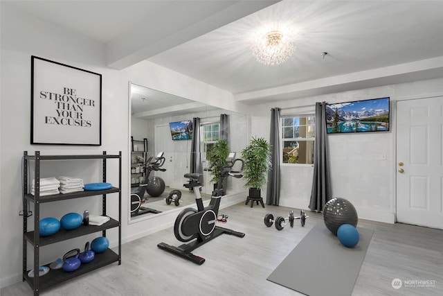 exercise area with hardwood / wood-style floors