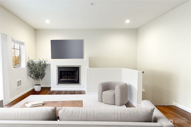 living room with hardwood / wood-style flooring