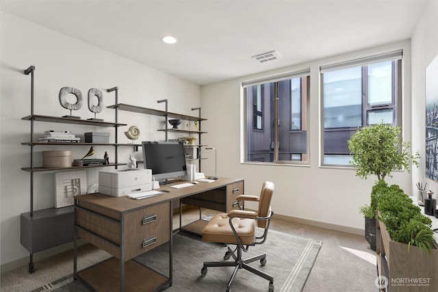 4407 42nd Ave SW Unit D, Seattle, WA 98116 - office space featuring baseboards, light carpet, recessed lighting, and visible vents