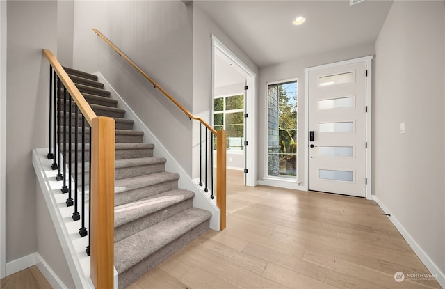 foyer featuring light wood-type flooring