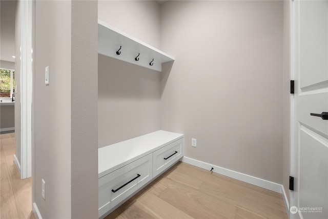 mudroom featuring light wood-type flooring