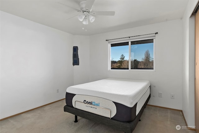 bedroom with carpet and ceiling fan