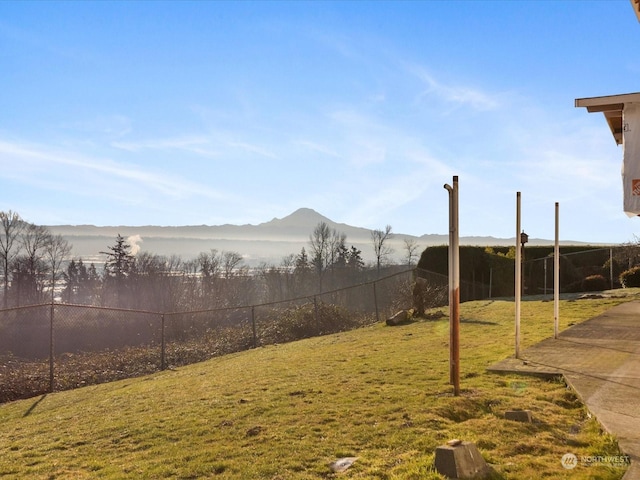 view of yard featuring a mountain view