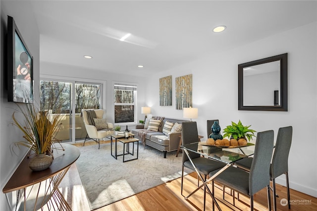 living room with hardwood / wood-style flooring