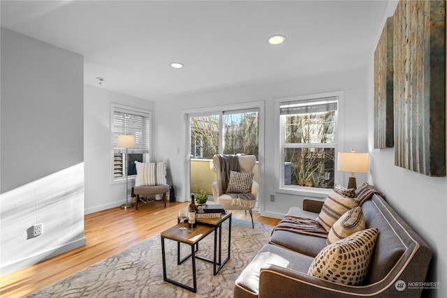 living room with hardwood / wood-style floors