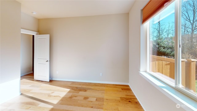 unfurnished room with light hardwood / wood-style floors