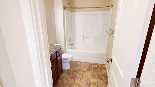 full bathroom featuring vanity, shower / bathing tub combination, and toilet