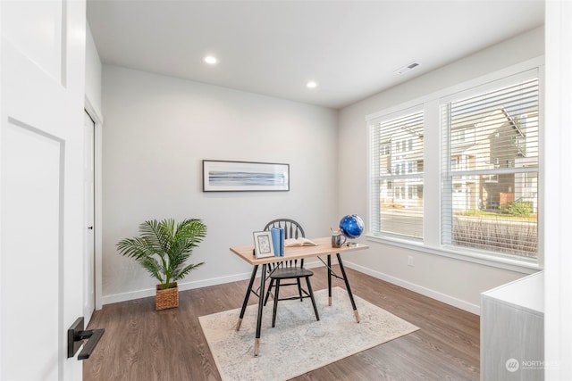 office area featuring dark hardwood / wood-style floors