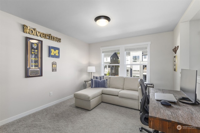 view of carpeted home office