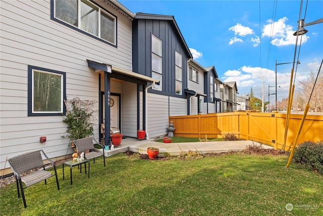 exterior space with a yard and a patio area