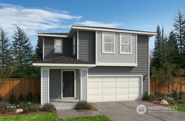 view of front of house with a garage