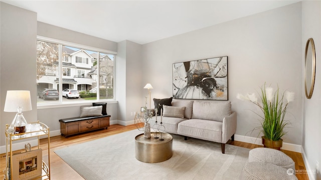 living area featuring light hardwood / wood-style floors