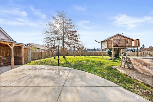 view of patio featuring a wooden deck