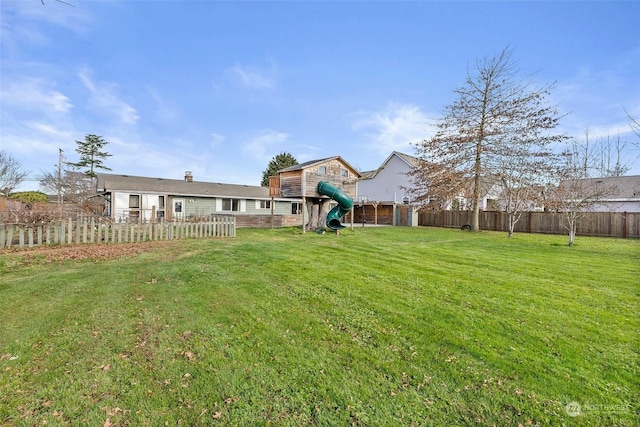 view of yard with a playground