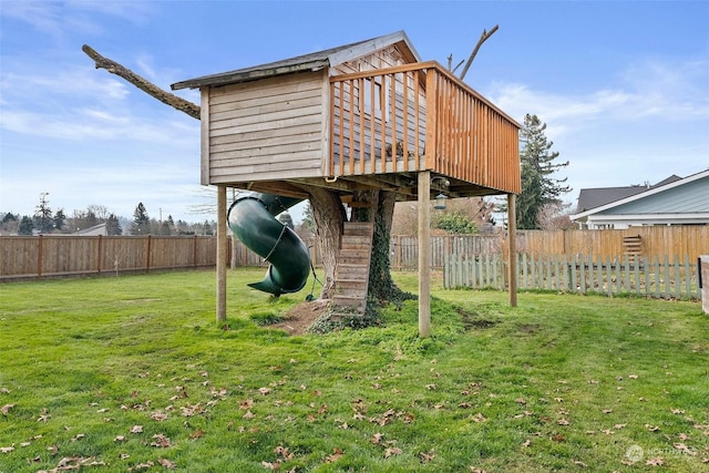 view of yard with a playground