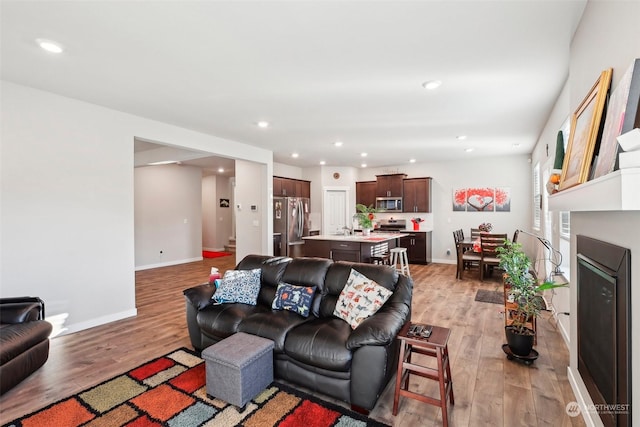 living room with light wood-type flooring