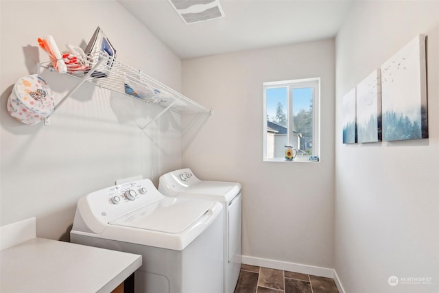 laundry area featuring washing machine and dryer