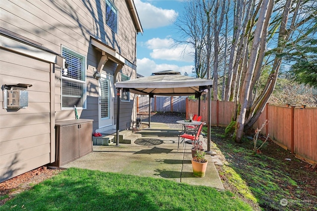 view of yard with a gazebo and a patio area