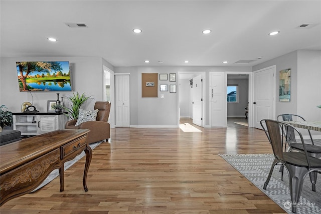 office area featuring light hardwood / wood-style floors