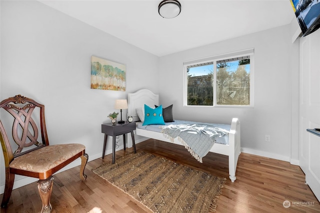 bedroom with hardwood / wood-style floors