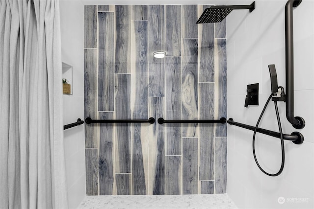 interior details with tiled shower