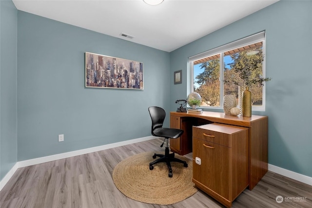 office area featuring light wood-type flooring