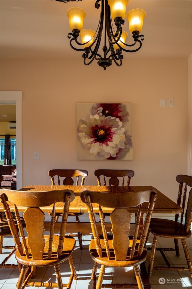 dining area with a notable chandelier