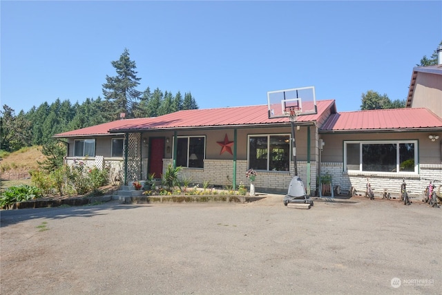 view of single story home