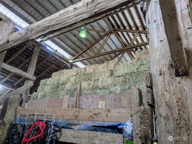 interior space featuring beam ceiling