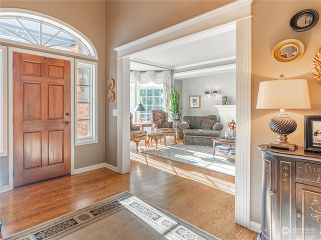 foyer entrance featuring light wood-type flooring