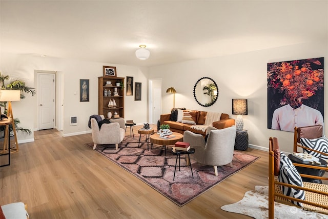 living room with light wood-type flooring