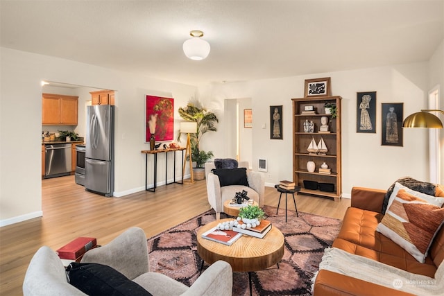 living room with light wood-type flooring