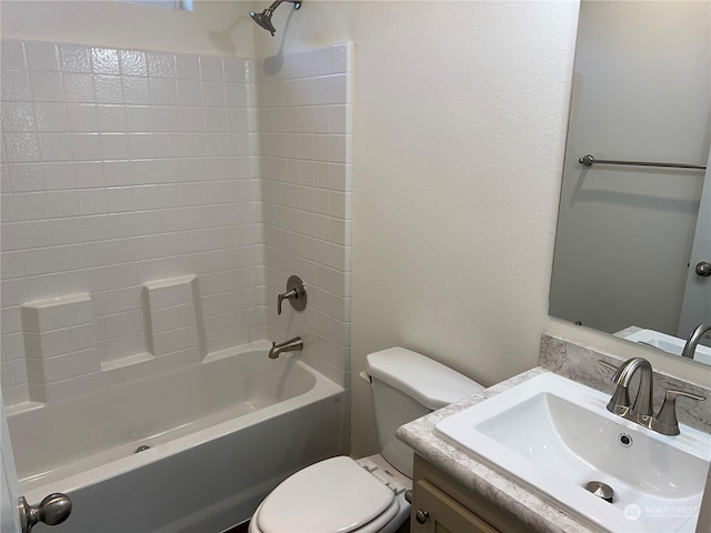 full bathroom with  shower combination, toilet, and vanity