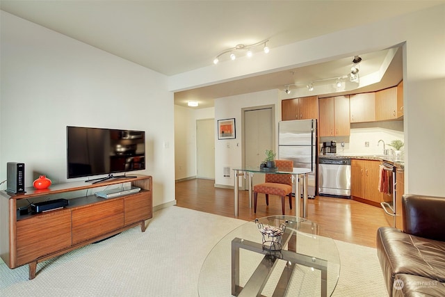 living room with sink