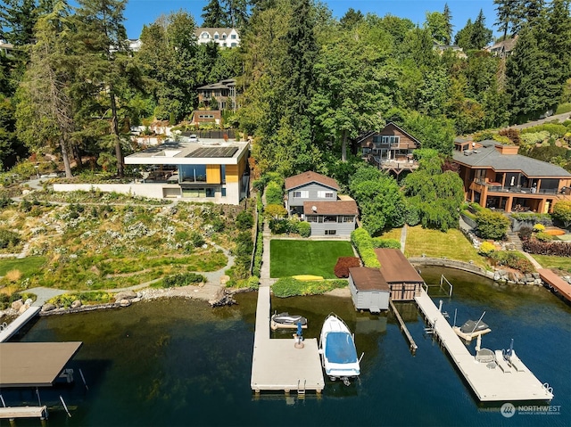 dock area featuring a water view