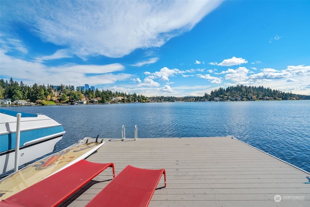 view of dock featuring a water view