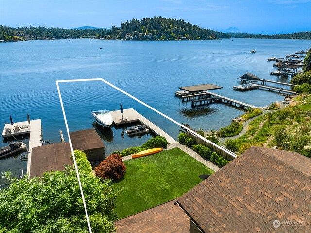 dock area featuring a water view