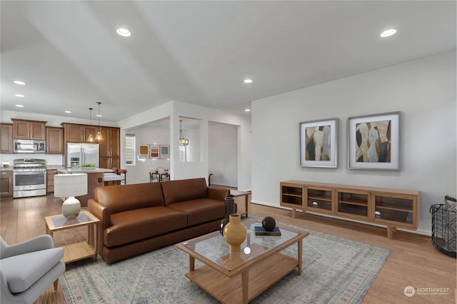 living room featuring light hardwood / wood-style flooring