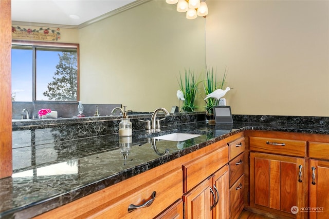 bathroom featuring crown molding and sink