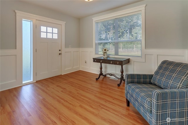 foyer entrance featuring wood-type flooring