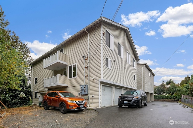 view of building exterior with a garage